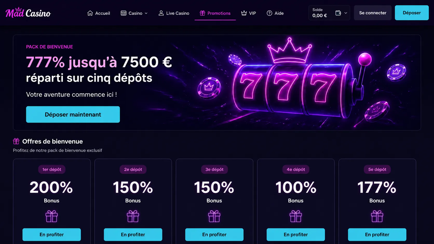 Mad Casino bonus code : comment utiliser un code promo